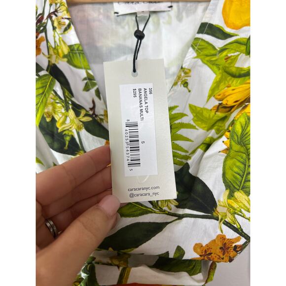 NWT Cara Cara Angela Banana Print Crop Cotton Balloon Sleeves Top Size: Small - Picture 6 of 8